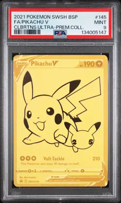 2021 POKEMON SWSH ULTRA-PREMIUM COLLECTION #145 FULL ART/PIKACHU V PSA 9 - Image 1