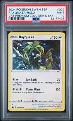 2024 POKEMON SWSH CROWN ZENITH PREMIUM COLLECTION SEA & SKY RAYQUAZA-HOLO PSA 9 - Image 1