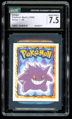 1998 Pokemon Merlin Topps Sticker #94 ~ Gengar ~ CGC 7.5 NM+ - Image 1