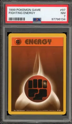 Pokemon Fighting Energy Base Set Unlimited #97 PSA 7 - Image 1
