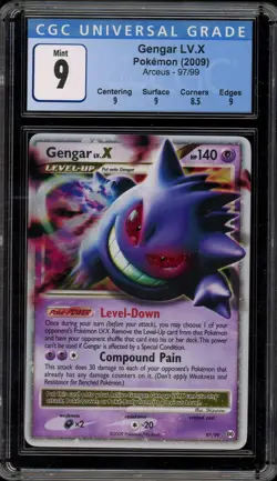 Pokemon Gengar Lv.X Platinum Arceus Holo Ultra Rare #97 CGC 9 Mint - Image 1