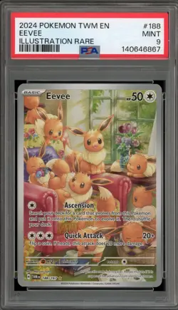 Pokemon Eevee Twilight Masquerade Illustration Rare #188 PSA 9 Mint - Image 1