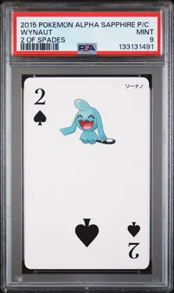 2015 POKEMON ALPHA SAPPHIRE PLAYING CARDS 2 OF SPADES WYNAUT PSA 9 - Image 1
