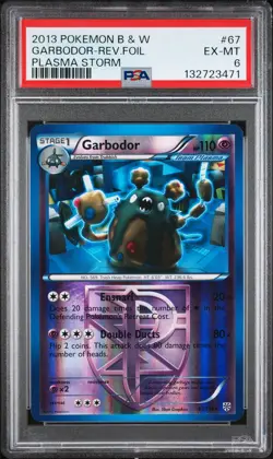 2013 POKEMON B&W PLASMA STORM #67 GARBODOR-REVERSE FOIL PSA 6 - Image 1