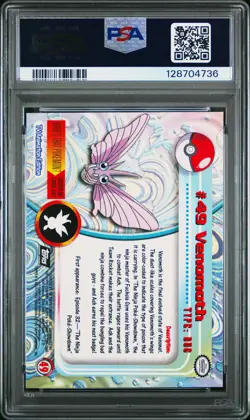 1999 TOPPS POKEMON TV #49 VENOMOTH PSA 9 - Image 2