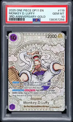 2025 ONE PIECE OP11-A FIST OF DIVINE SPEED 3RD ANV-GOLD MONKEY D. LUFFY PSA 10 - Image 1