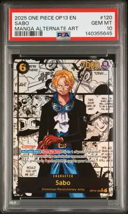 2025 ONE PIECE OP13-120 CARRYING ON HIS WILL MANGA ALTERNATE ART SABO PSA 10 - Image 1
