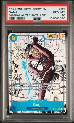 2025 ONE PIECE MANGA ALTERNATE ART PRB02-119 PREM BOOSTER VOL.2 SANJI PSA 10 - Image 1