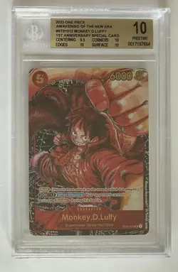 2023 One Piece OP05 MONKEY D. LUFFY 1st Anniversary ST01-012 SR BGS 10 PRISTINE - Image 1