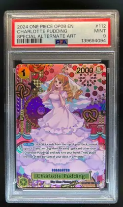 2024 One Piece Charlotte Pudding Special Alternate Art SP #OP03-112 PSA 9 - Image 1