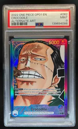 2022 One Piece Romance Dawn Crocodile Alt Art Leader #OP01-062 PSA 9 - Image 1