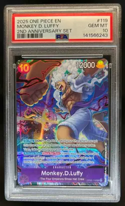 2025 One Piece 2nd Anniversary Set Monkey D Luffy #OP05-119 SEC PSA 10 - Image 1
