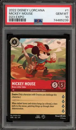 Disney Lorcana Mickey Mouse Brave Little Tailor D23 Expo 1st Ed Promo #1 PSA 10 - Image 1