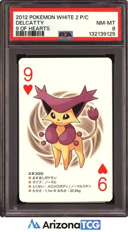 Pokemon 2012 Delcatty 9 Of Hearts Pokemon White 2 Playing Card Japanese PSA 8 - Image 1