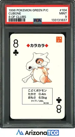 Pokemon 1996 Cubone 104 8 Of Clubs Pokemon Green Playing Cards Japanese PSA 9 - Image 1