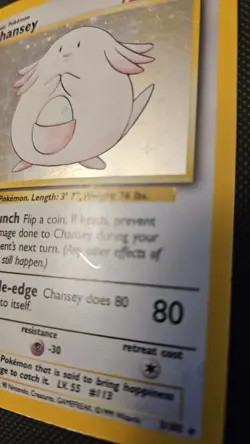 Pokemon Chansey 3/102 Holo Rare Base Set Card Vintage 1999 - Image 2