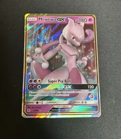 Pokemon TCG Mewtwo GX Holo Rare Card Hidden Fates LP 31/68 - Image 1