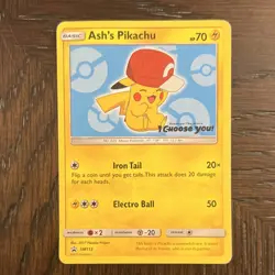 Pokemon TCG Ash's Pikachu SM113 Promo Iron Tail Electro Ball Card English - Image 1