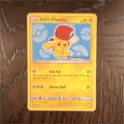 Pokemon TCG Ash's Pikachu SM113 Promo Iron Tail Electro Ball Card English - Image 2