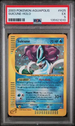 PSA 5 Suicune Holo 2003 Pokemon Aquapolis H25/H32 Pokemon Card - Image 1