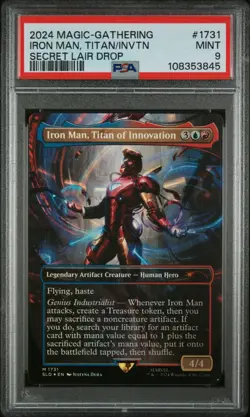 PSA 9 MTG Secret Lair Marvel Iron Man, Titan Of Innovation Foil - Image 1