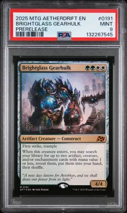 2025 MTG AETHERDRIFT PRERELEASE #0191 BRIGHTGLASS GEARHULK PSA 9 - Image 1