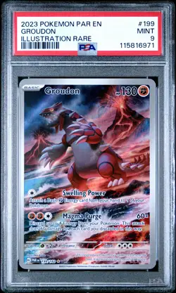 2023 POKEMON PAR EN-PARADOX RIFT ILLUSTRATION RARE #199 GROUDON PSA 9 - Image 1