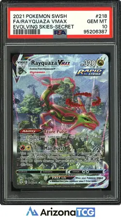 Pokemon 2021 Rayquaza VMAX 218/203 Alt Art SR Evolving Skies GEM MINT PSA 10 - Image 1