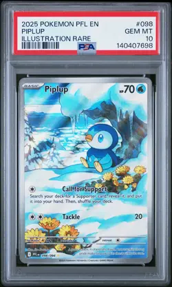 2025 POKEMON PFL EN-PHANTASMAL FLAMES ILLUSTRATION RARE #098 PIPLUP PSA 10 - Image 1