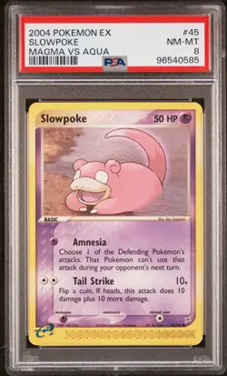 2004 POKEMON EX TEAM MAGMA VS TEAM AQUA #45 SLOWPOKE PSA 8 - Image 1