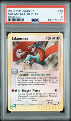 2003 POKEMON EX DRAGON #19 SALAMENCE-REVERSE FOIL PSA 5 - Image 1