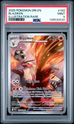 2025 POKEMON DRI EN-DESTINED RIVALS ILLUSTRATION RARE #192 BLAZIKEN PSA 9 - Image 1