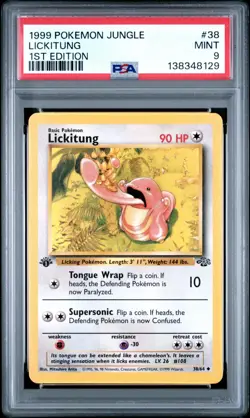 1999 Pokemon Jungle 1st Edition Lickitung 38 FRESHLY GRADED PSA 9 MINT - Image 1