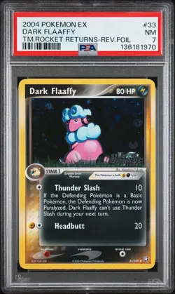 2004 POKEMON EX TEAM ROCKET RETURNS #33 DARK FLAAFFY-REVERSE FOIL PSA 7 - Image 1