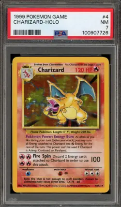 Pokemon Charizard Base Set Unlimited Holo Rare #4 PSA 7 - Image 1