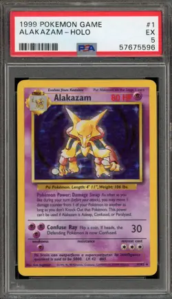 Pokemon Alakazam Base Set Unlimited Holo Rare #1 PSA 5 - Image 1