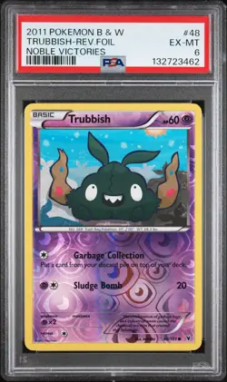 2011 POKEMON B&W NOBLE VICTORIES #48 TRUBBISH-REVERSE FOIL PSA 6 - Image 1