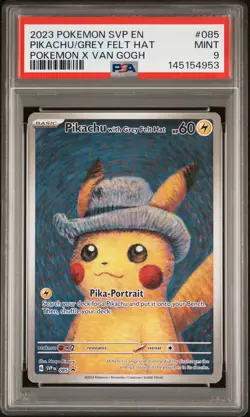 2023 POKEMON SVP EN-SV BLACK STAR PROMO #085 PIKACHU WITH GREY FELT HAT PSA 9 - Image 1