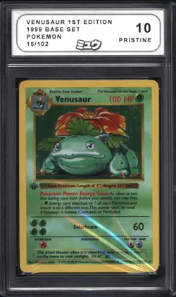 Pokemon 1999 Venusaur 15/102 Holo Rare Base Set 1st Edition PRISTINE MEW 10 - Image 1