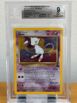1999-03 POKEMON WIZARDS of the COAST #9 MEW HOLO BLACK STAR w/SWIRL BGS 9 MINT - Image 1