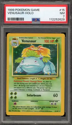 Pokemon Venusaur Base Set Unlimited Holo Rare #15 PSA 7 - Image 1