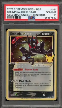 Pokemon Greninja Gold Star Celebrations ETB Black Star Holo Promo XY144 PSA 10 - Image 1