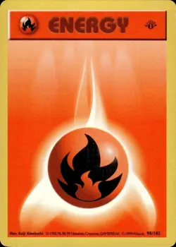 Pokemon 1st Ed. Base Common Fire Energy 98/102 - Light Play (LP) - Image 1