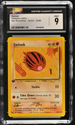 CGC MINT 9 Pokemon Swinub 57/64 2001 Neo Revelation 1st Edition - Image 1