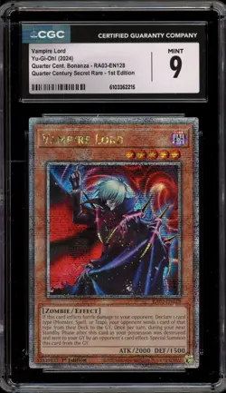 Yu-Gi-Oh! Vampire Lord Quarter Cent. Bonanza 1st Edition QCSR RA03-EN128 CGC 9 - Image 1