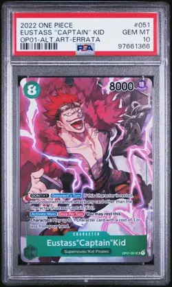 ONE PIECE ROMANCE DAWN OP01-051 EUSTASS CAPTAIN KID ALT PSA 10 GEM MINT - Image 1