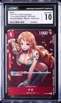 2022 ONE PIECE JPN TOURNAMENT PROMOS #ST01-007 NAMI CGC 10 GEM MINT - Image 1