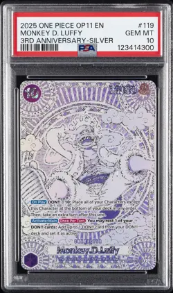 2025 ONE PIECE OP11-A FIST OF DIVINE SPEED 3RD ANV-SILVER MONKEY D. LUFFY PSA 10 - Image 1