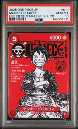 2025 ONE PIECE JPN PROMOS ONE PIECE MAGAZINE VOL.20 #014 MONKEY D. LUFFY PSA 10 - Image 1