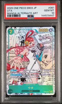 2025 ONE PIECE JAPANESE MANGA ALTERNATE ART EB03-061 UTA PSA 10 - Image 1
